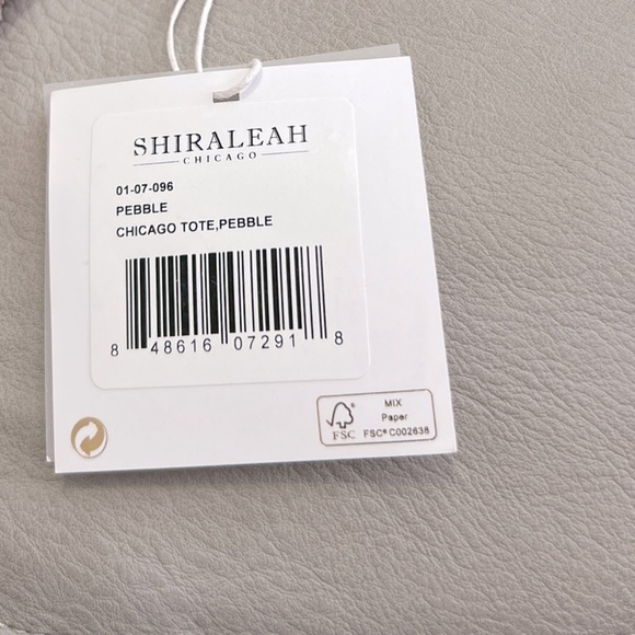 SHIRALEAH • Grey Pebbled Leather Chicago Tote Shoulder Crossbody Bag Purse - Picture 8 of 9